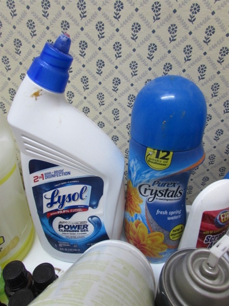 CLEANING SUPPLIES AND UTILITY CART