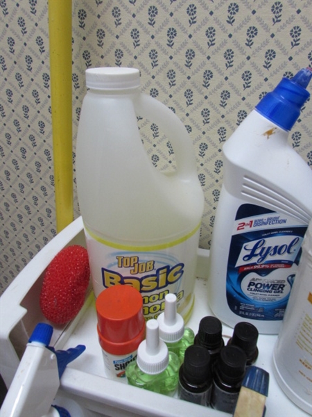 CLEANING SUPPLIES AND UTILITY CART