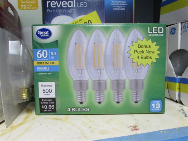 ASSORTED LIGHT BULBS & BASKET
