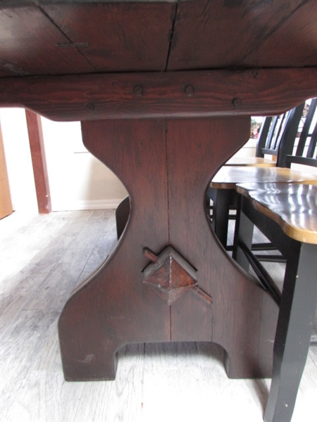 HAND CRAFTED KITCHEN TABLE AND 6 CHAIRS