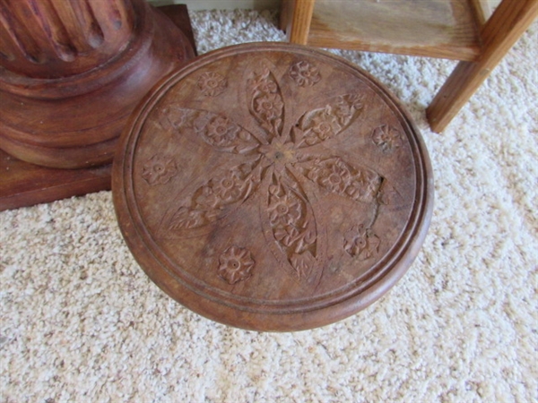 3 PLANT STAND WOOD TABLES IN VARIOUS SIZES