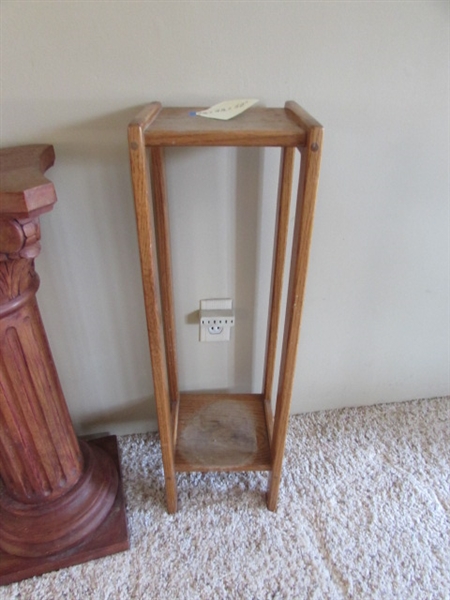 3 PLANT STAND WOOD TABLES IN VARIOUS SIZES