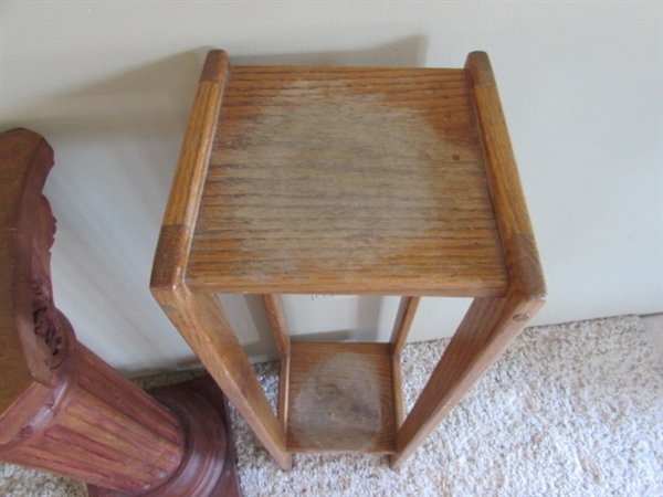 3 PLANT STAND WOOD TABLES IN VARIOUS SIZES