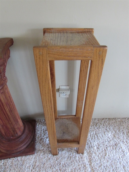 3 PLANT STAND WOOD TABLES IN VARIOUS SIZES