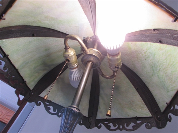 ANTIQUE SLAG GLASS LAMP