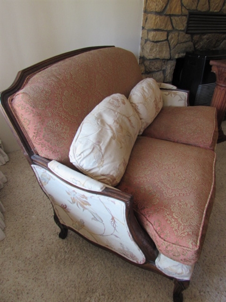 VINTAGE VICTORIAN LOVESEAT AND PILLOWS