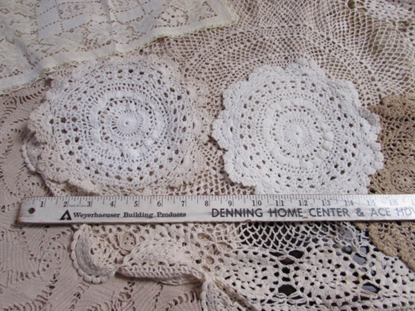 VINTAGE CROCHETED DOILIES AND TABLECLOTHS