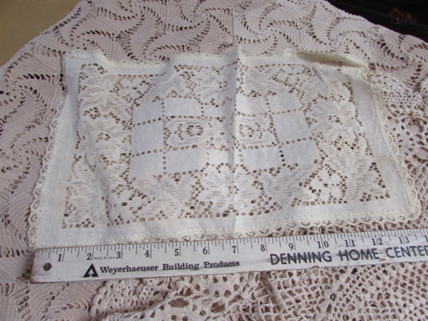 VINTAGE CROCHETED DOILIES AND TABLECLOTHS