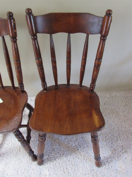 2 WOOD CHAIRS WITH CUSHIONS