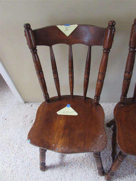 2 WOOD CHAIRS WITH CUSHIONS