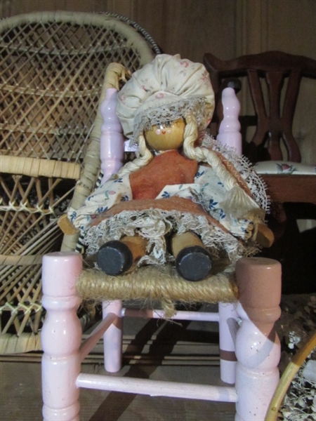 WICKER CHAIRS & DOLL DECOR