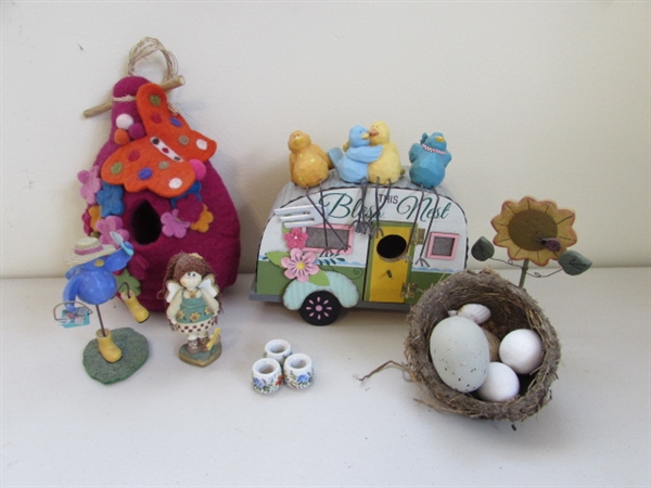 FELTED BIRDHOUSE & CAMPER, WOODEN BIRDS AND MORE
