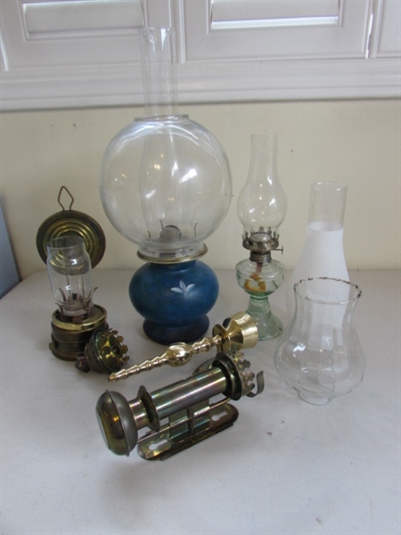 VARIETY OF OIL LAMPS AND SCONCES
