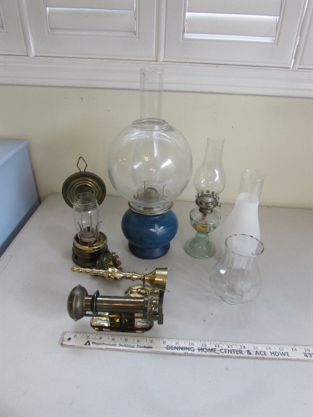 VARIETY OF OIL LAMPS AND SCONCES