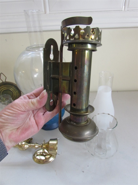 VARIETY OF OIL LAMPS AND SCONCES