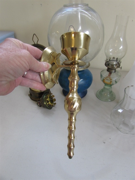 VARIETY OF OIL LAMPS AND SCONCES
