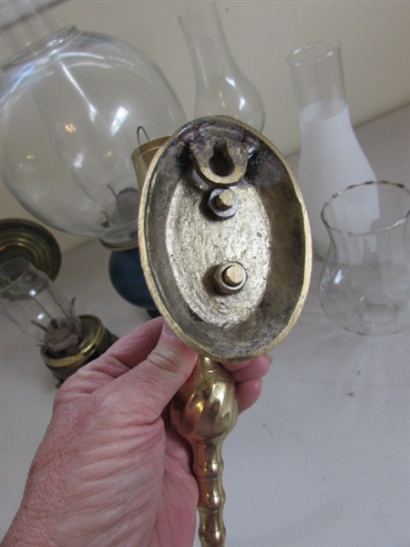 VARIETY OF OIL LAMPS AND SCONCES
