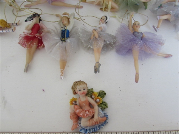 FAIRIES ORNAMENTS,ON FRAMES AND TEAPOTS, LAVENDER WATERING CAN AND MORE