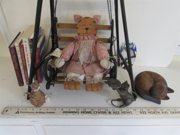 IRON DECORATIVE SWING, BOOKS & KITTY CATS