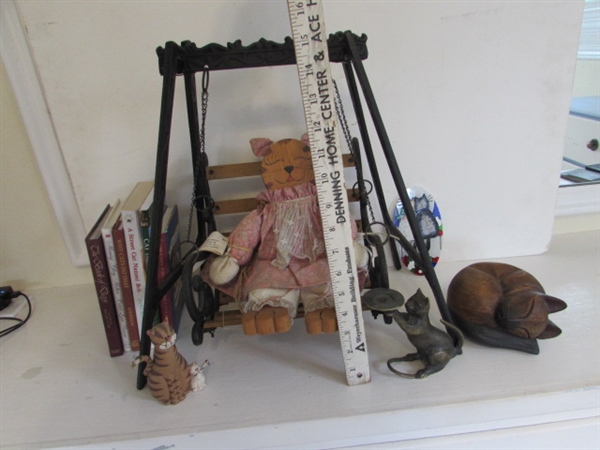 IRON DECORATIVE SWING, BOOKS & KITTY CATS