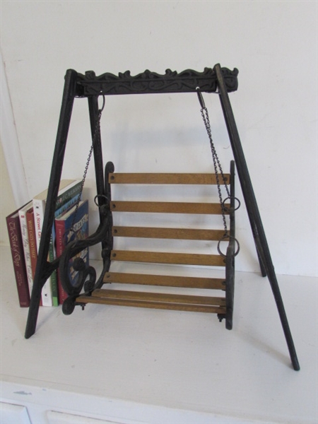 IRON DECORATIVE SWING, BOOKS & KITTY CATS