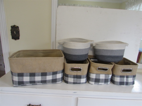 VARIETY OF GRAY & WHITE BASKETS