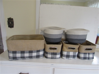 VARIETY OF GRAY & WHITE BASKETS