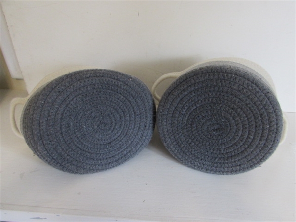 VARIETY OF GRAY & WHITE BASKETS