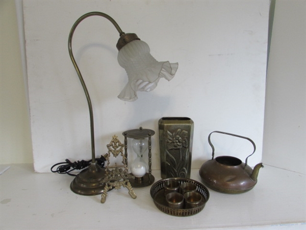 BRASS DECOR - VASE, LAMP, HOURGLASS AND MORE