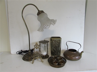 BRASS DECOR - VASE, LAMP, HOURGLASS AND MORE