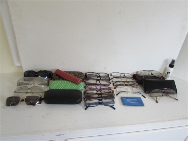 COLLECTION OF READING AND SUNGLASSES