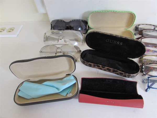 COLLECTION OF READING AND SUNGLASSES