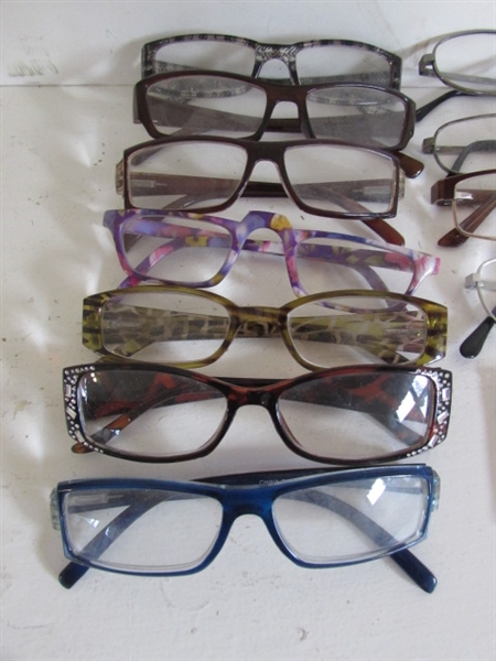 COLLECTION OF READING AND SUNGLASSES