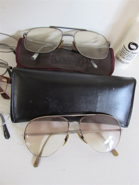 COLLECTION OF READING AND SUNGLASSES