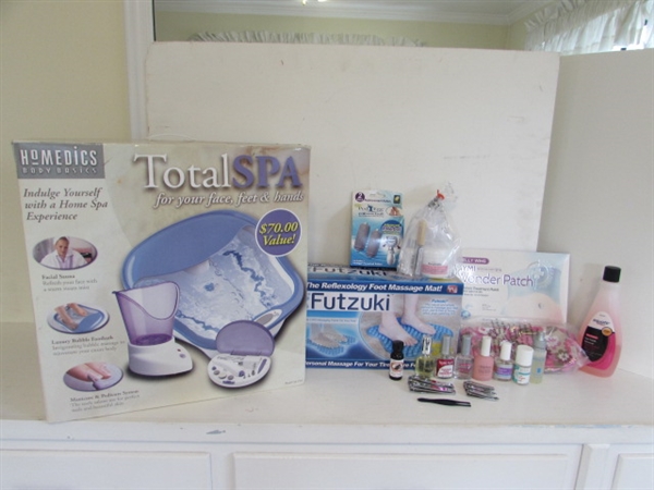 PEDICURE PACKAGE! FOOT SPA AND MASSAGE MAT, POLISH AND MORE