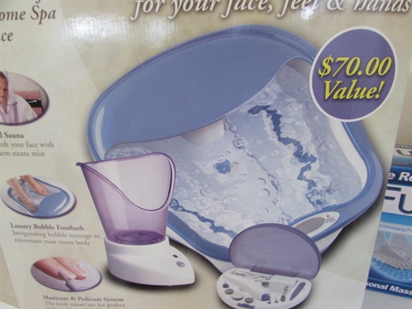 PEDICURE PACKAGE! FOOT SPA AND MASSAGE MAT, POLISH AND MORE