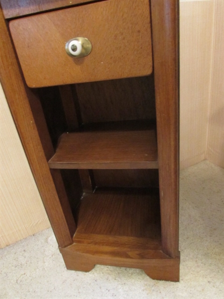 WOOD END TABLE AND BOXES