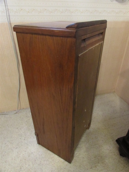 WOOD END TABLE AND BOXES