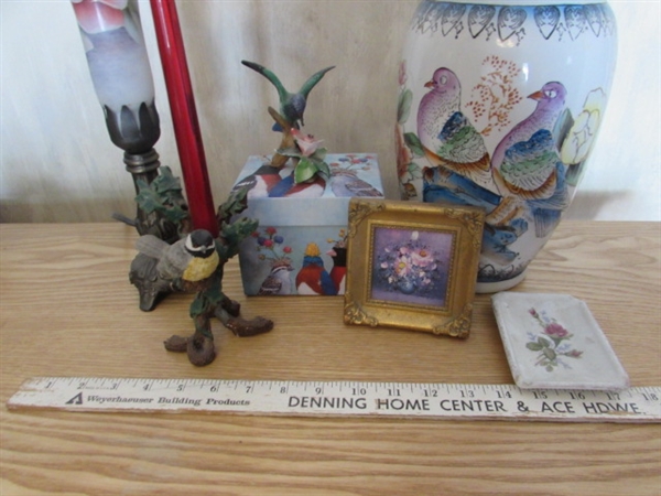 ASIAN VASE, HAND PAINTED LAMP & DECOR