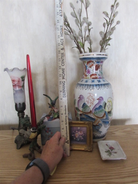 ASIAN VASE, HAND PAINTED LAMP & DECOR