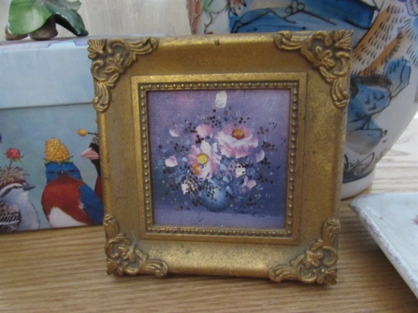 ASIAN VASE, HAND PAINTED LAMP & DECOR