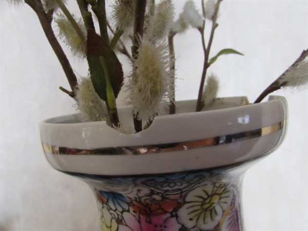 ASIAN VASE, HAND PAINTED LAMP & DECOR