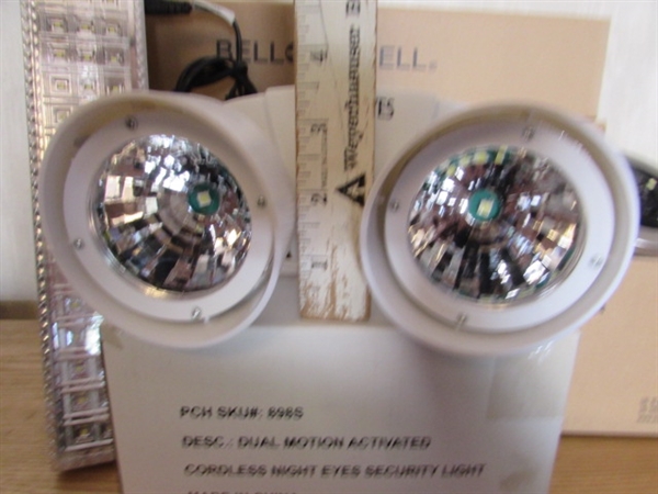 6 RECHARGEABLE LED LIGHTS, DISC LIGHTS & SECURITY LIGHT