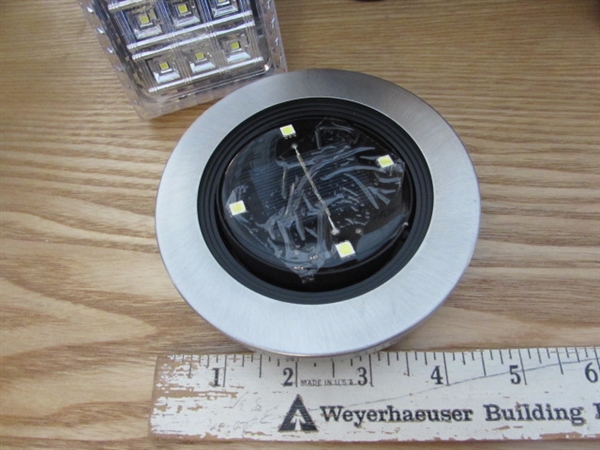 6 RECHARGEABLE LED LIGHTS, DISC LIGHTS & SECURITY LIGHT