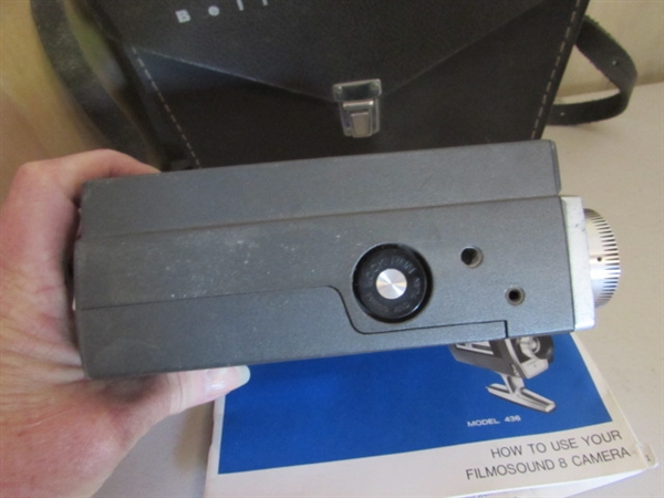 BELL & HOWELL 8mm FILM CAMERA, PROJECTOR & ACCESSORIES