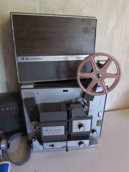 BELL & HOWELL 8mm FILM CAMERA, PROJECTOR & ACCESSORIES