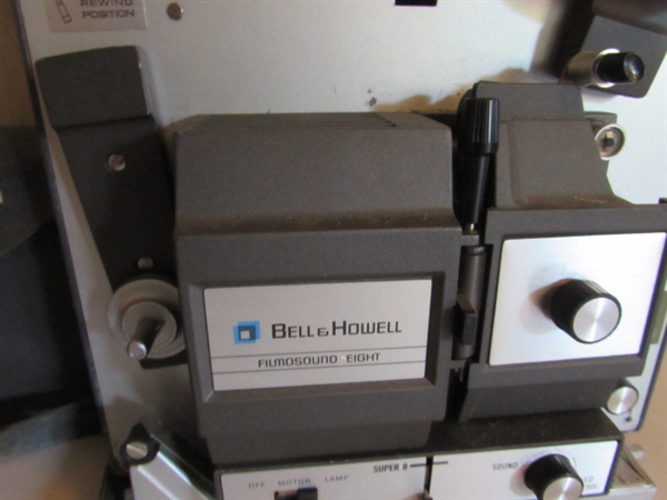 BELL & HOWELL 8mm FILM CAMERA, PROJECTOR & ACCESSORIES