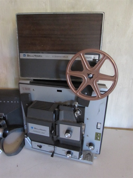 BELL & HOWELL 8mm FILM CAMERA, PROJECTOR & ACCESSORIES