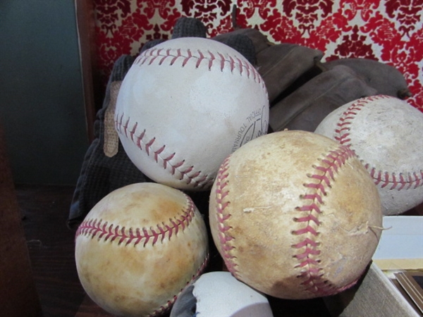 VINTAGE BASEBALLS, SOFTBALL, MIT, GLOVE & MORE