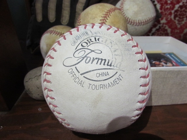 VINTAGE BASEBALLS, SOFTBALL, MIT, GLOVE & MORE